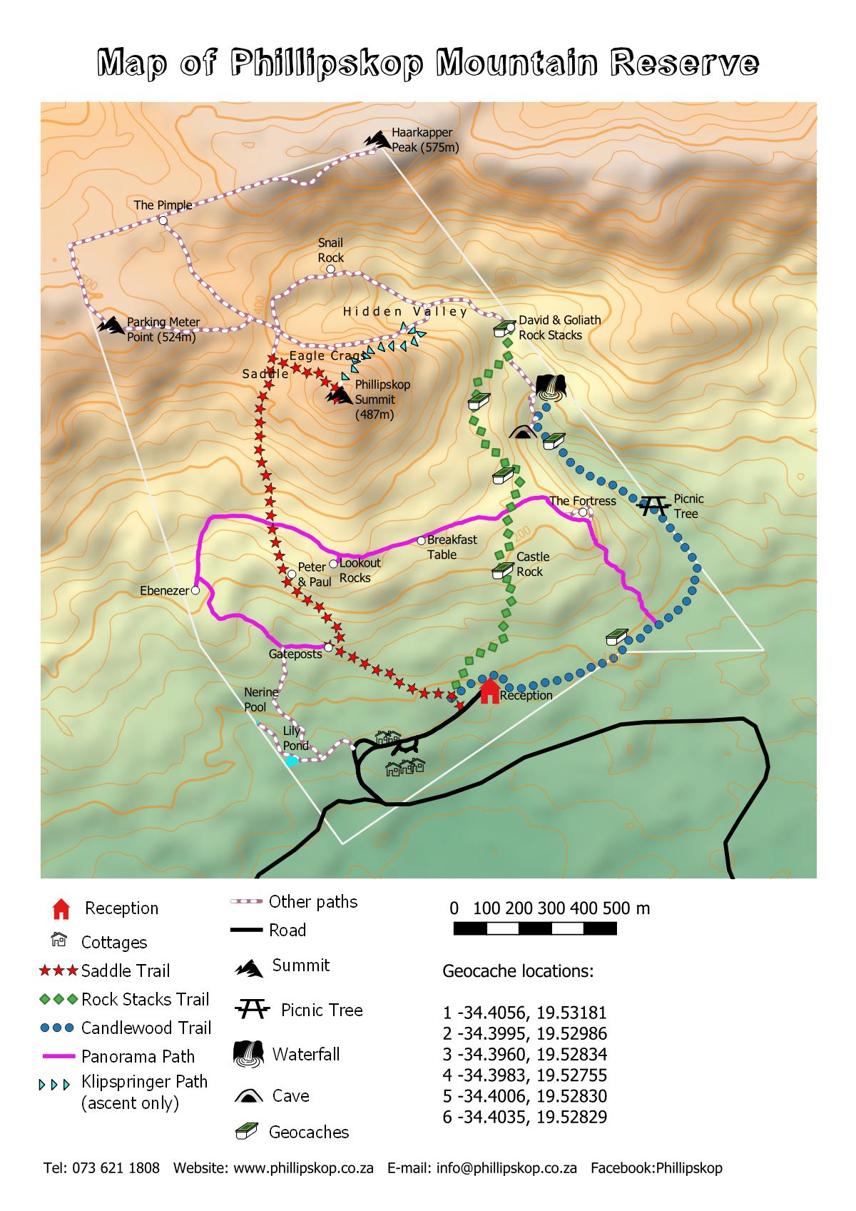 Map of Hiking Trails at Phillipskop Mountain Reserve